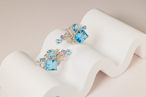 Blue Topaz Statement Earrings