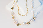 Mixed Baroque Pearl Necklace With Gold Accent