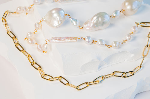 Mixed Baroque Pearl Necklace with stick pearls