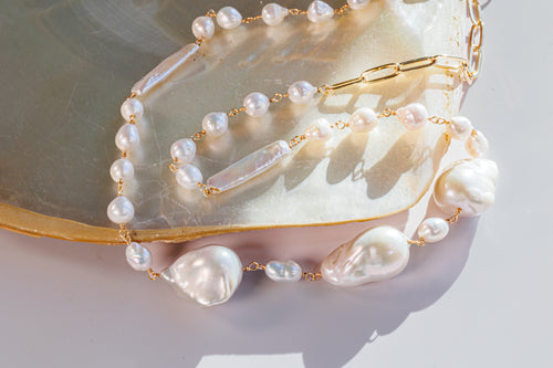 Mixed Baroque Pearl Necklace with stick pearls