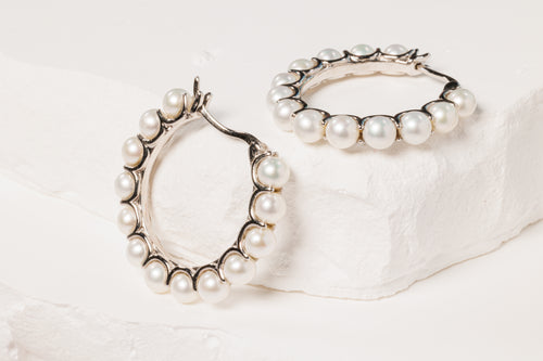 Pearl Crescent Hoops