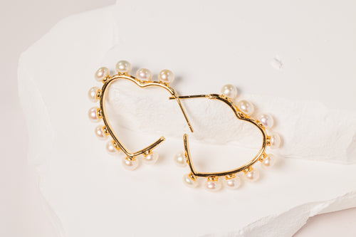 Heartstrings Pearl Hoops