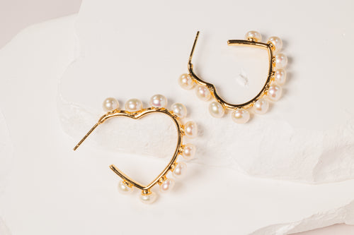 Heartstrings Pearl Hoops