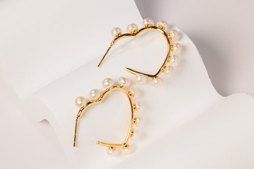 Heartstrings Pearl Hoops