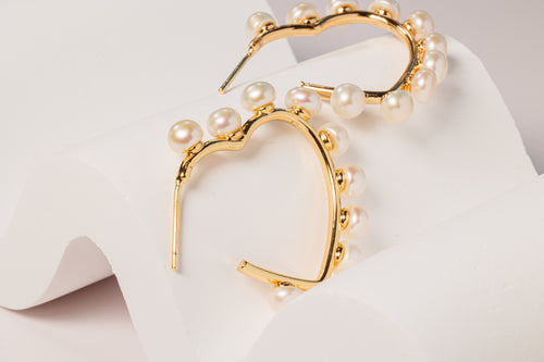 Heartstrings Pearl Hoops