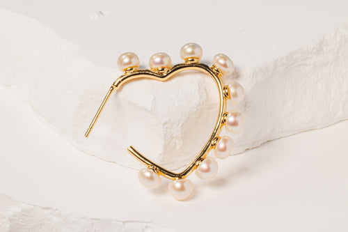 Heartstrings Pearl Hoops