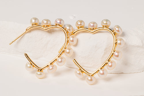 Heartstrings Pearl Hoops