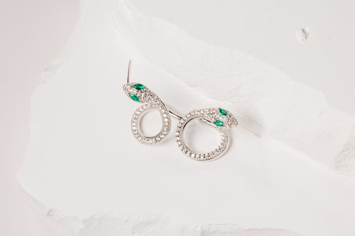 Silver Serpent Loop Studs