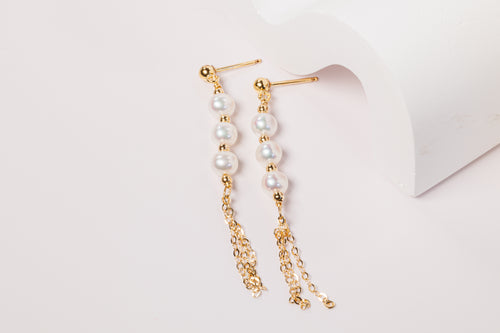 Golden Pearl Tassel Earrings