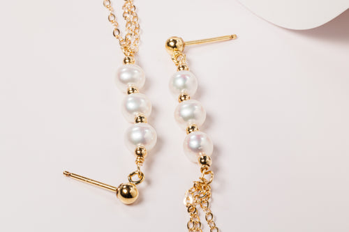 Golden Pearl Tassel Earrings