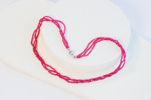 Radiant Spinel Triple Strand Necklace