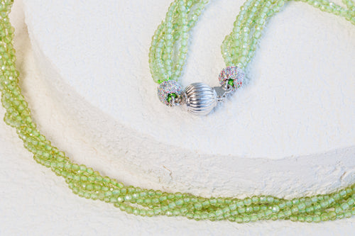 Vibrant Peridot Triple Strand Necklace