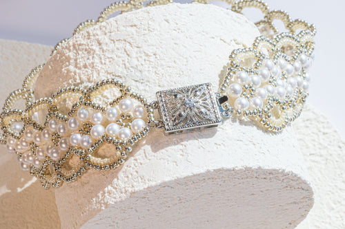 Golden Weave Pearl Choker