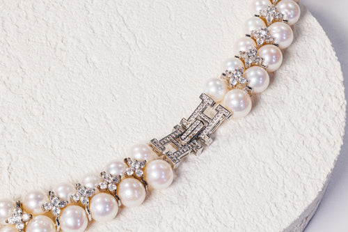 Pearl Zircon Statement Necklace