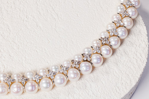Pearl Zircon Statement Necklace