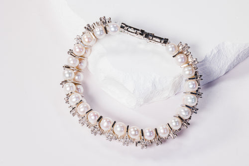 Pearl Zircon statement bracelet