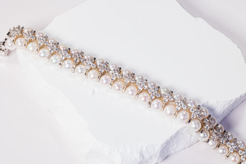 Pearl Zircon statement bracelet