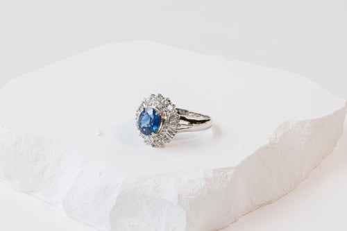Royal Blue Sapphire and Diamond Ring