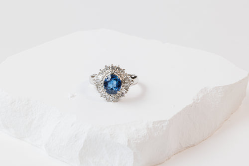 Royal Blue Sapphire and Diamond Ring