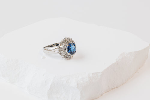 Royal Blue Sapphire and Diamond Ring