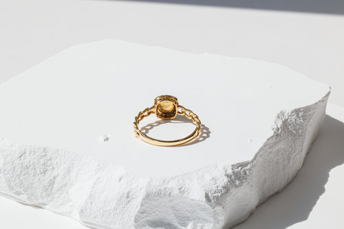 back view of ring, showing lace design