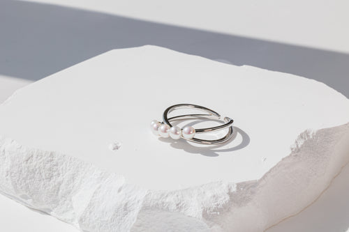 Pearl Cross Band Ring