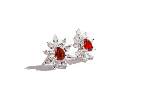 Ruby and Diamond Bloom Earrings