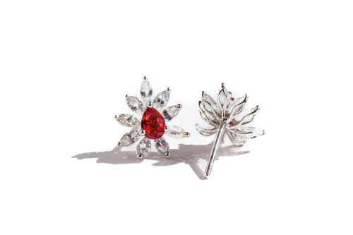 Ruby and Diamond Bloom Earrings