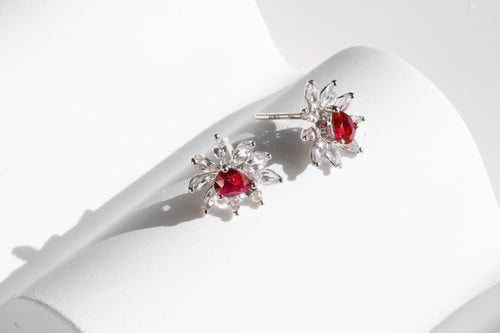 Ruby and Diamond Bloom Earrings