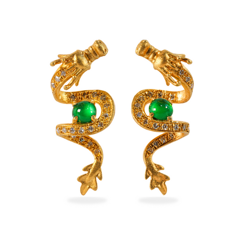 Dragon Gold Jadeite Earrings