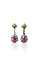 Sunset Elegance Diamond and Sapphire Earrings