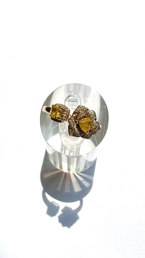 Sunrise Rose Open Yellow Diamond Ring