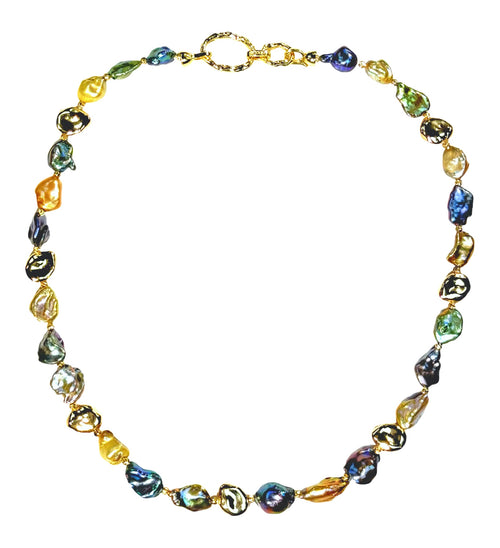 Aurora Radiance: Multicolor Keshi Pearl Necklace