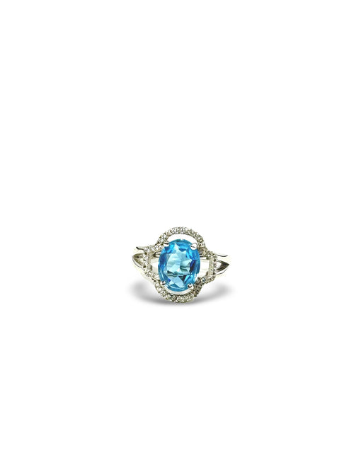 Celestial Blue: Topaz Halo Ring With Adjustable Band