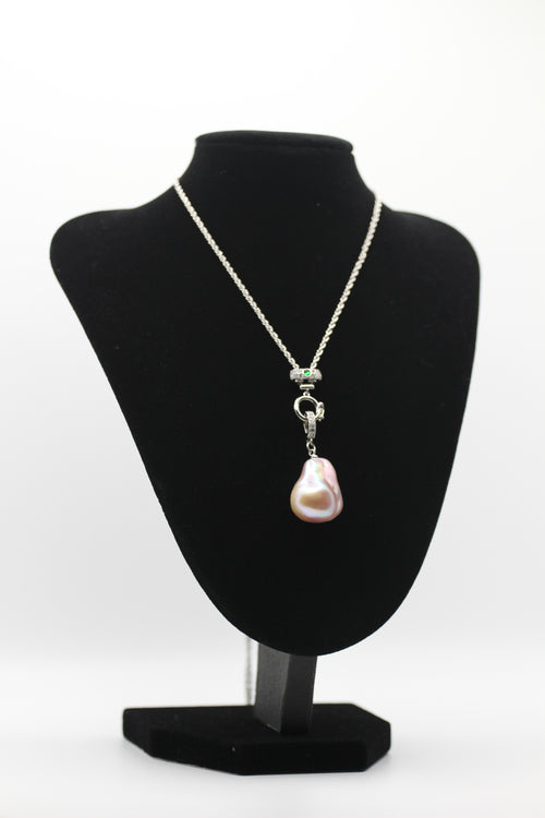 Baroque Pearl Necklace - 18K White Gold Plated