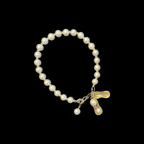 Pearl Bracelet With Peanut Pendant