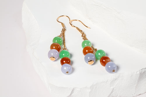 Tri-colored Jadeite Earrings