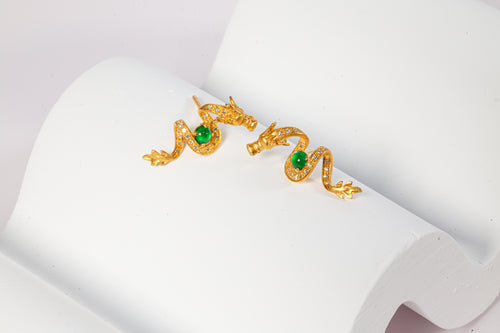 Dragon Gold Jadeite Earrings