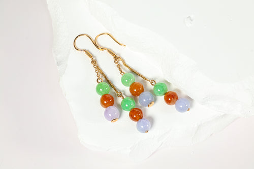 Tri-colored Jadeite Earrings