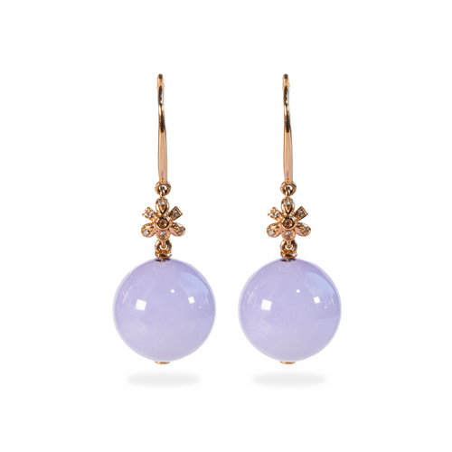 Lavender Jadeite Drop Earrings with Rose Gold Accent