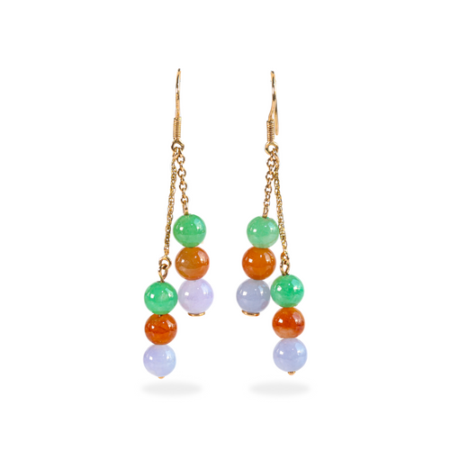 Tri-colored Jadeite Earrings