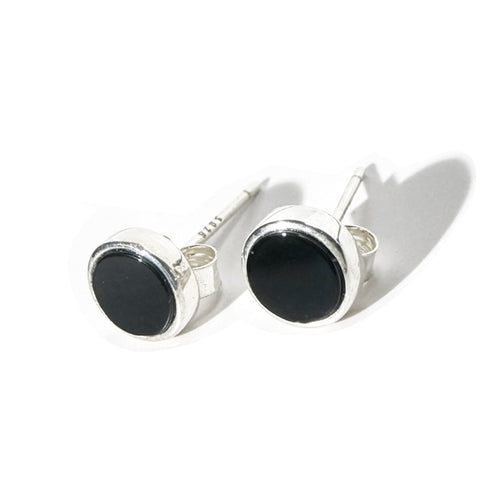 Midnight Petite: Black Onyx Silver Studs