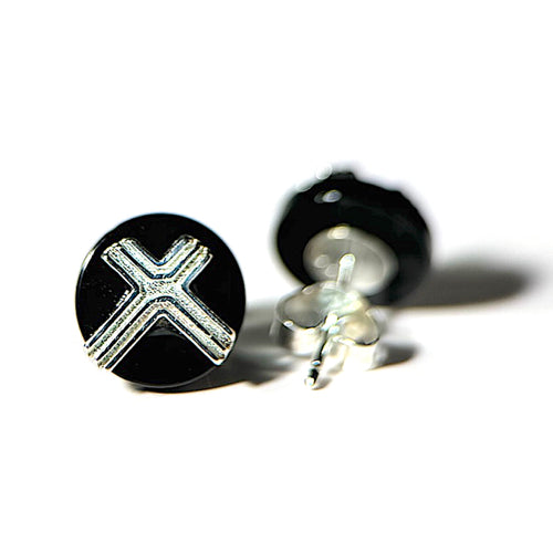 Crossroads: Silver X Black Onyx Studs