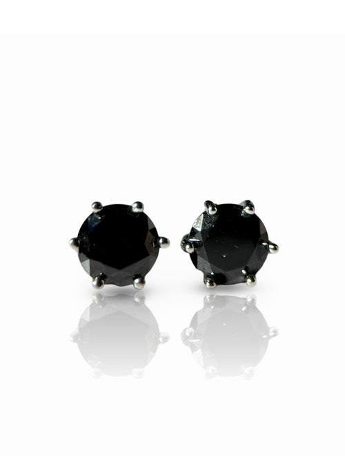 Midnight Spark: Black Crystal Stud Earrings