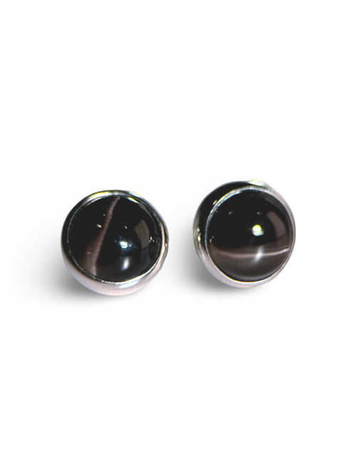 Shadow Sphere: Black Onyx Silver Studs