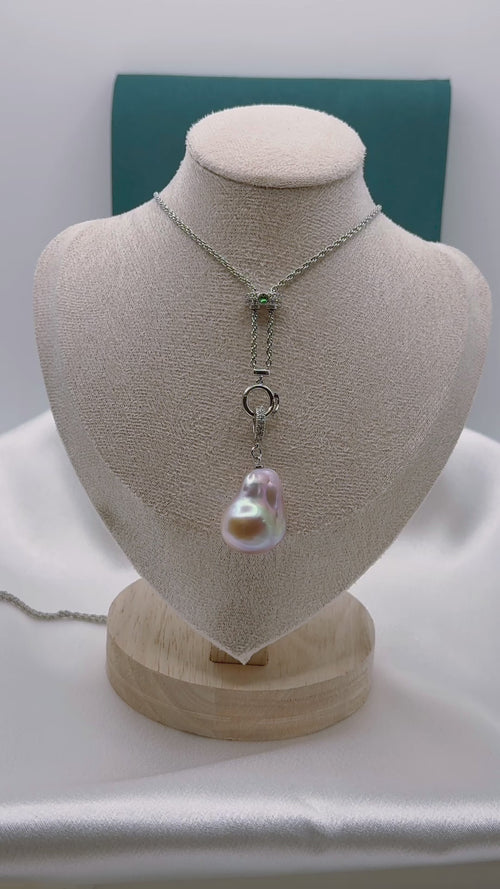 Baroque Pearl Necklace - 18K White Gold Plated