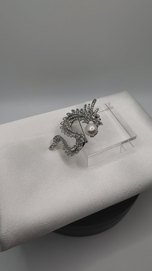 Dragon Brooch - Silver Finish