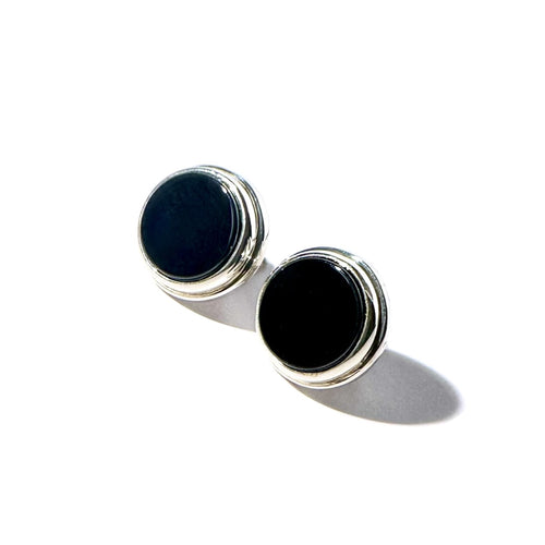 Medium Black Onyx Silver Studs