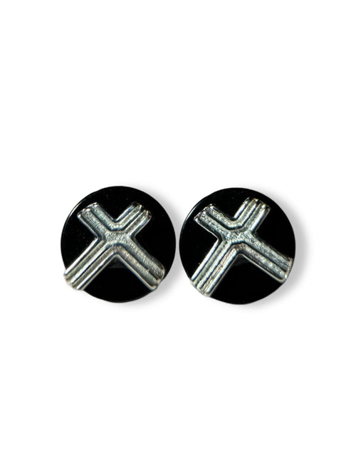 Crossroads: Silver X Black Onyx Studs